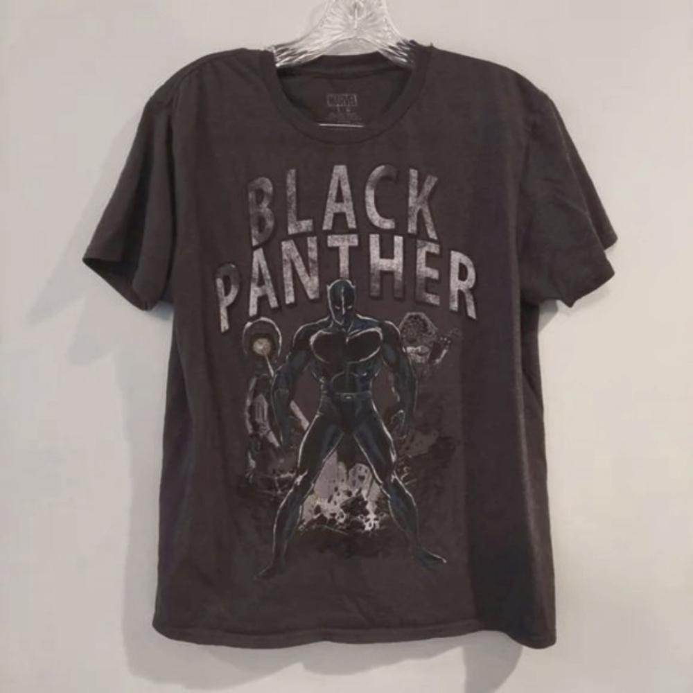 Black Panther Marvel t-shirt Large vintage look graphic gray short sleeve
